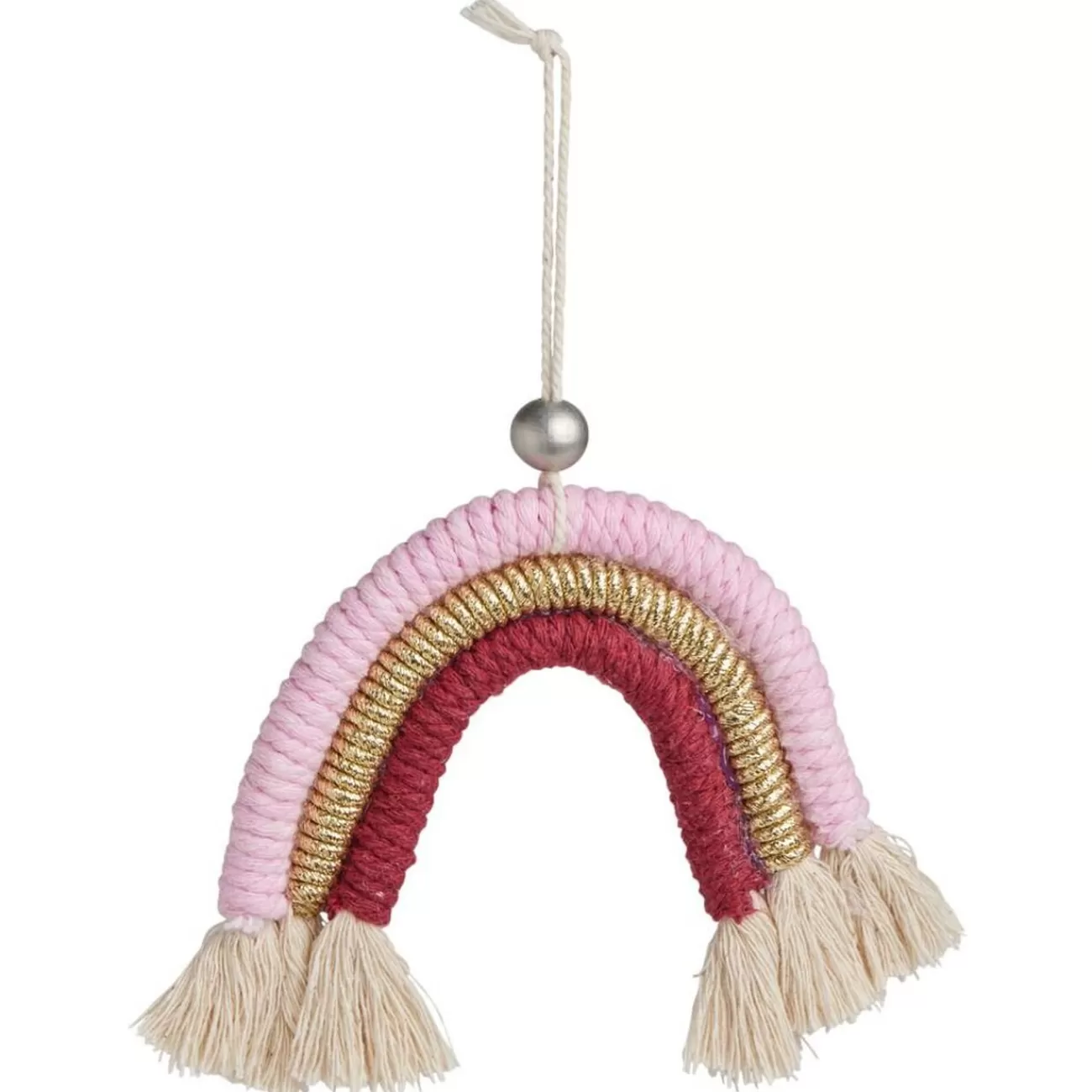 Gifi Arc-en-ciel à suspendre macramé beige rose doré 9,5xH10cm< Décoration Sapin