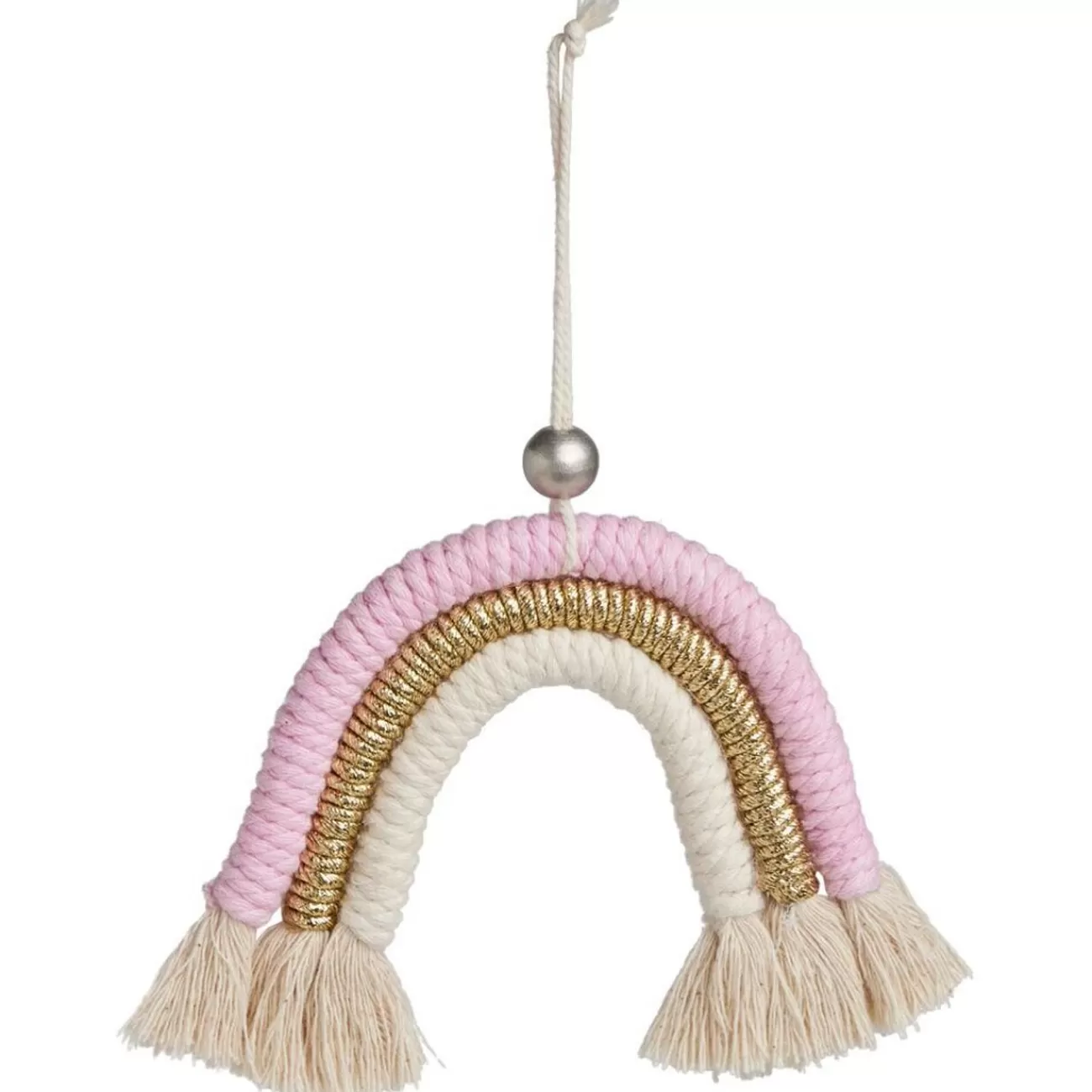 Gifi Arc-en-ciel à suspendre macramé beige rose doré 9,5xH10cm< Décoration Sapin