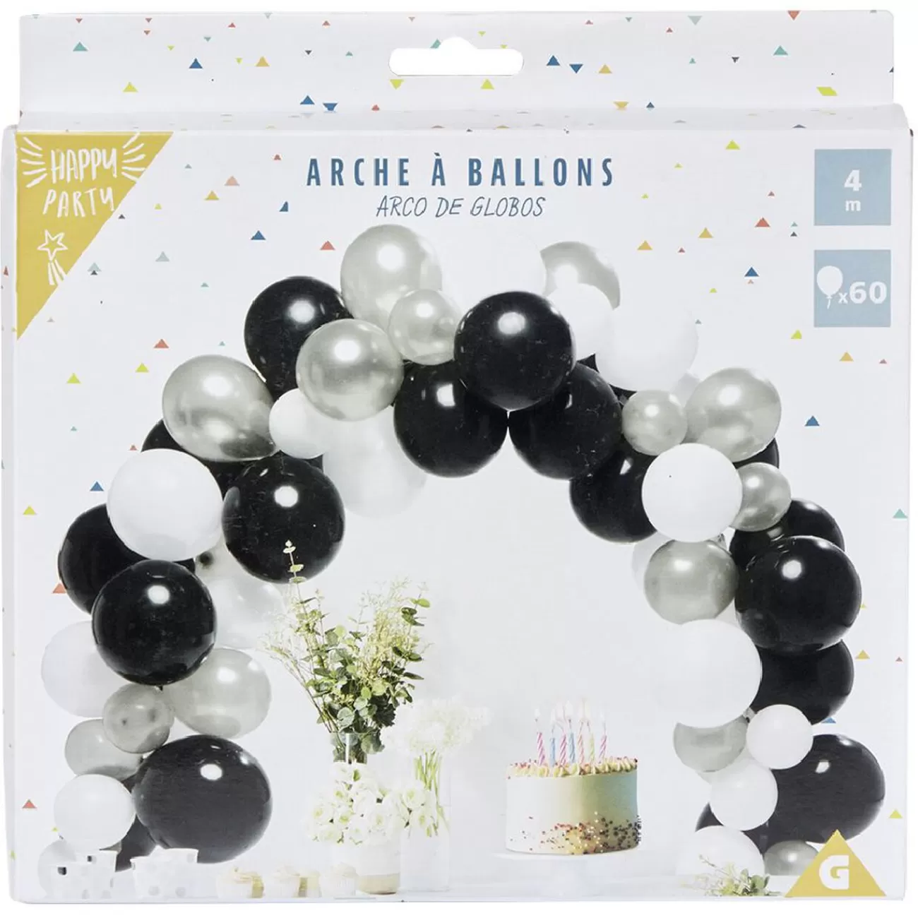 Gifi Arche à ballons noir blanc argenté 4m Cheap