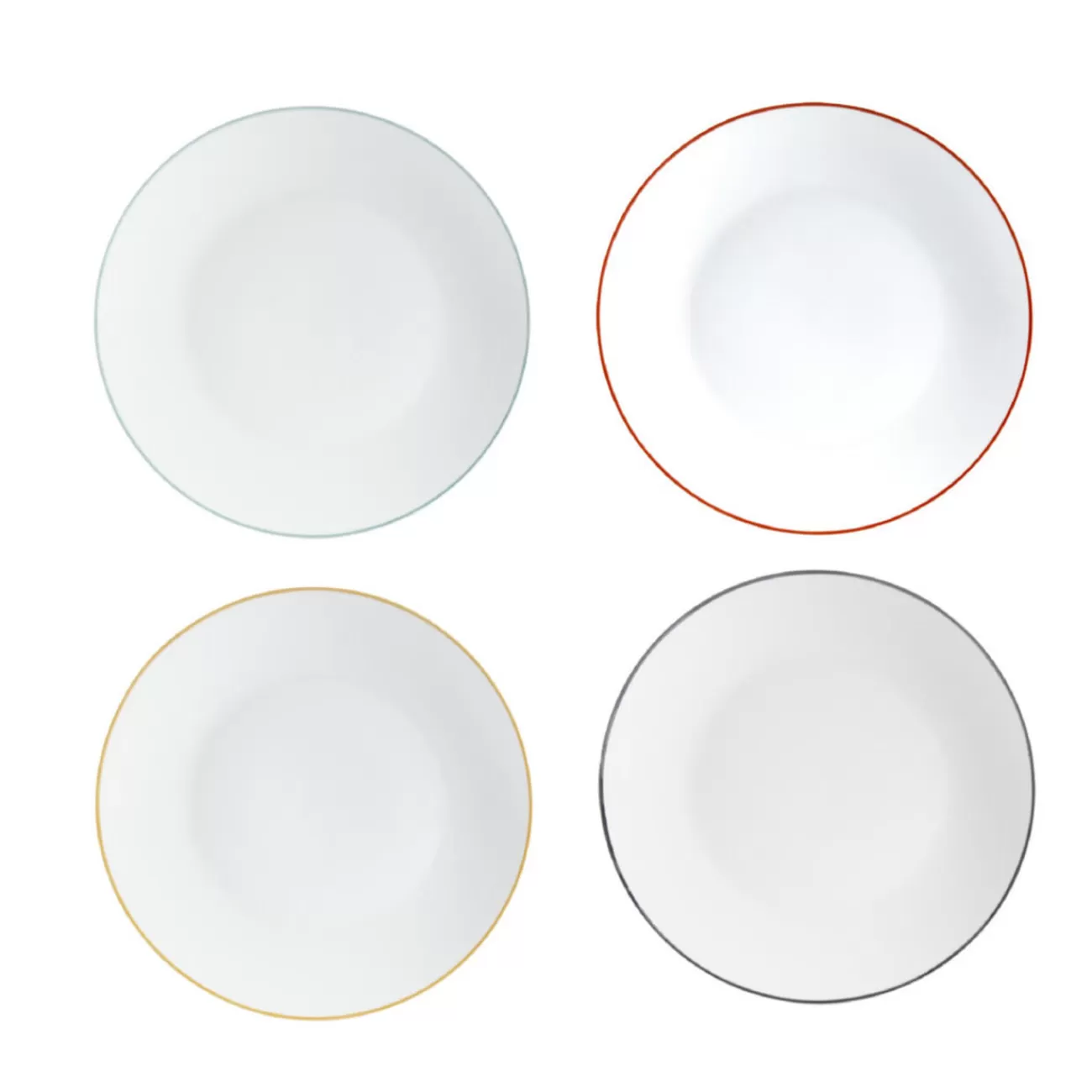 Gifi Assiette plate blanche à bord coloré dépareillé x4 Cheap