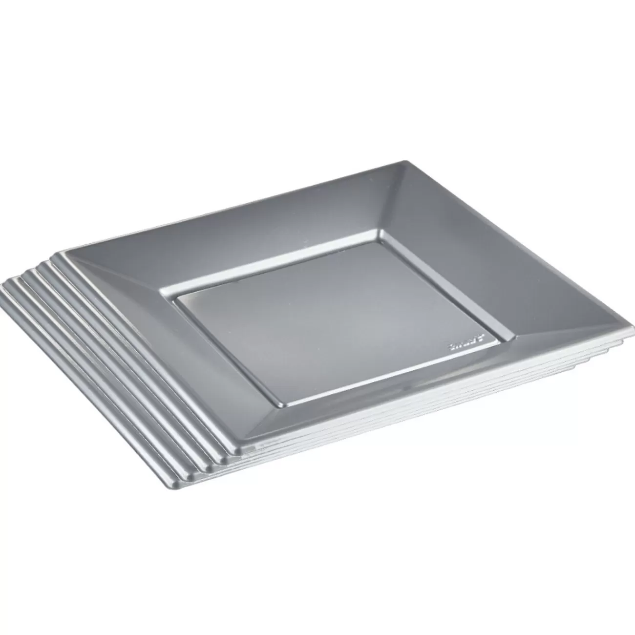 Gifi Assiette plate carrée gris clair en plastique réutilisable x6 Hot