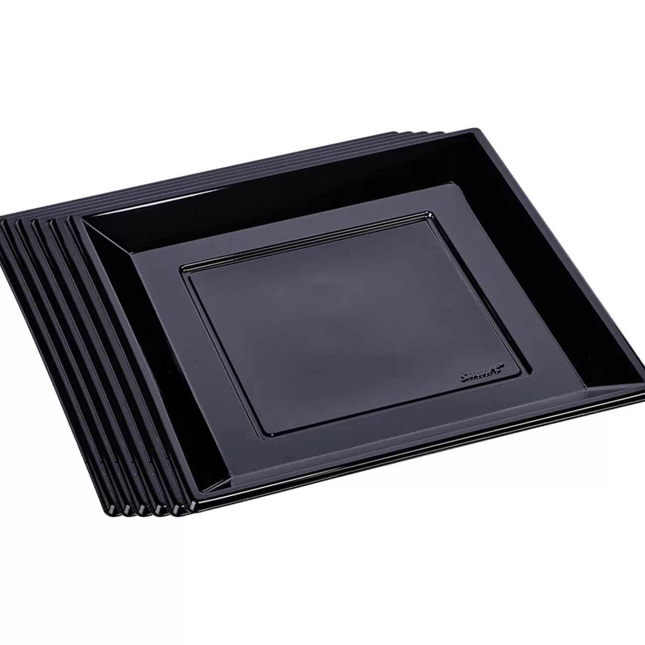 Gifi Assiette plate carrée noire en plastique réutilisable x6 Fashion