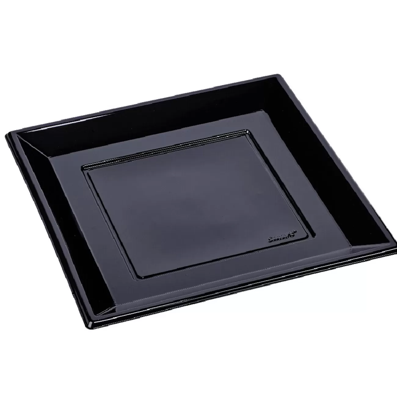 Gifi Assiette plate carrée noire en plastique réutilisable x6 Fashion