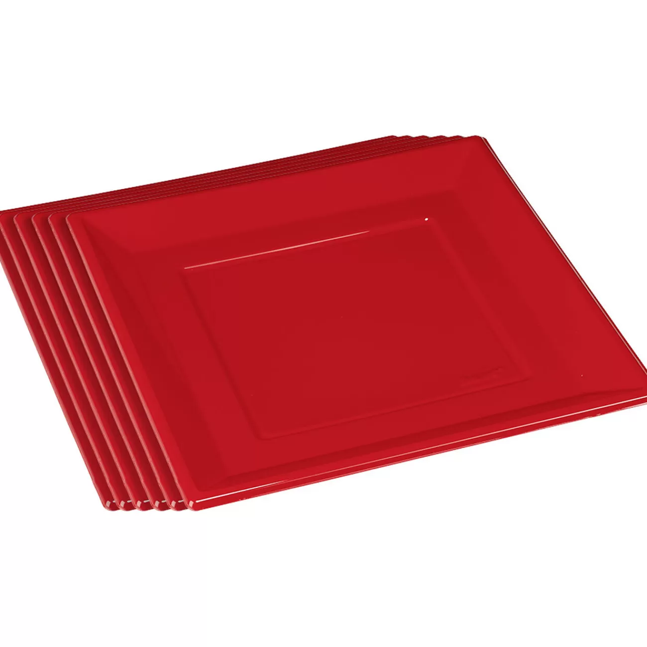 Gifi Assiette plate carrée rouge en plastique réutilisable x6 Flash Sale