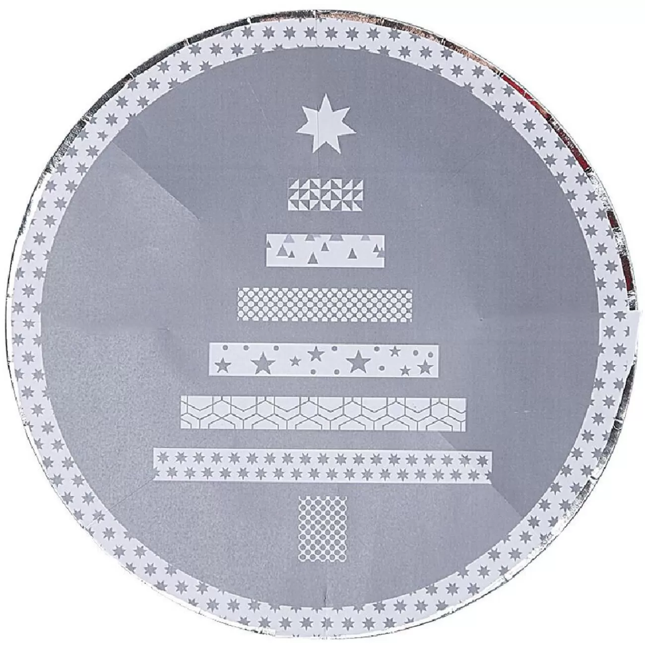 Gifi Assiette plate et dessert jetable motif sapin argent carton Fashion