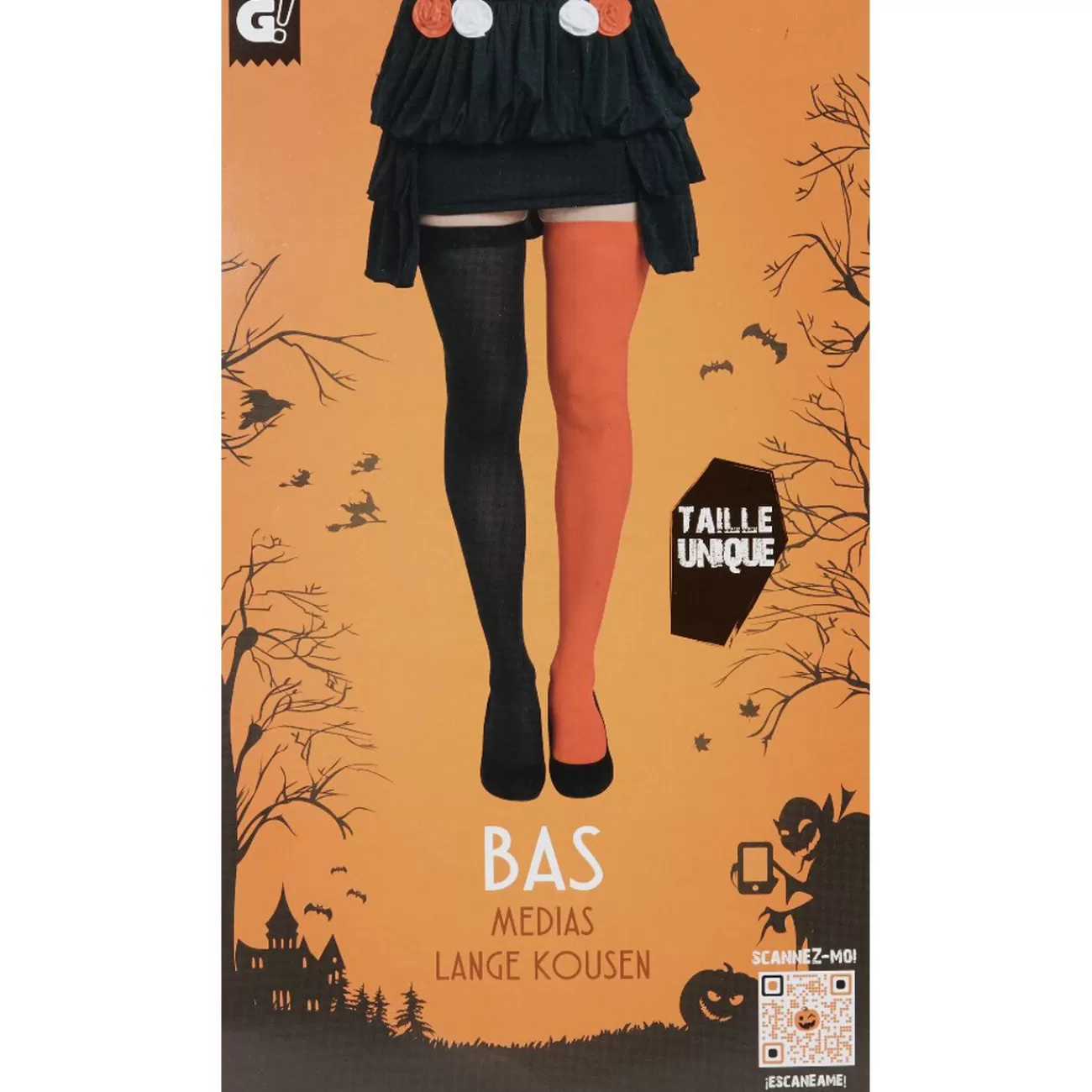 Gifi Bas de collant Halloween orange noir Flash Sale