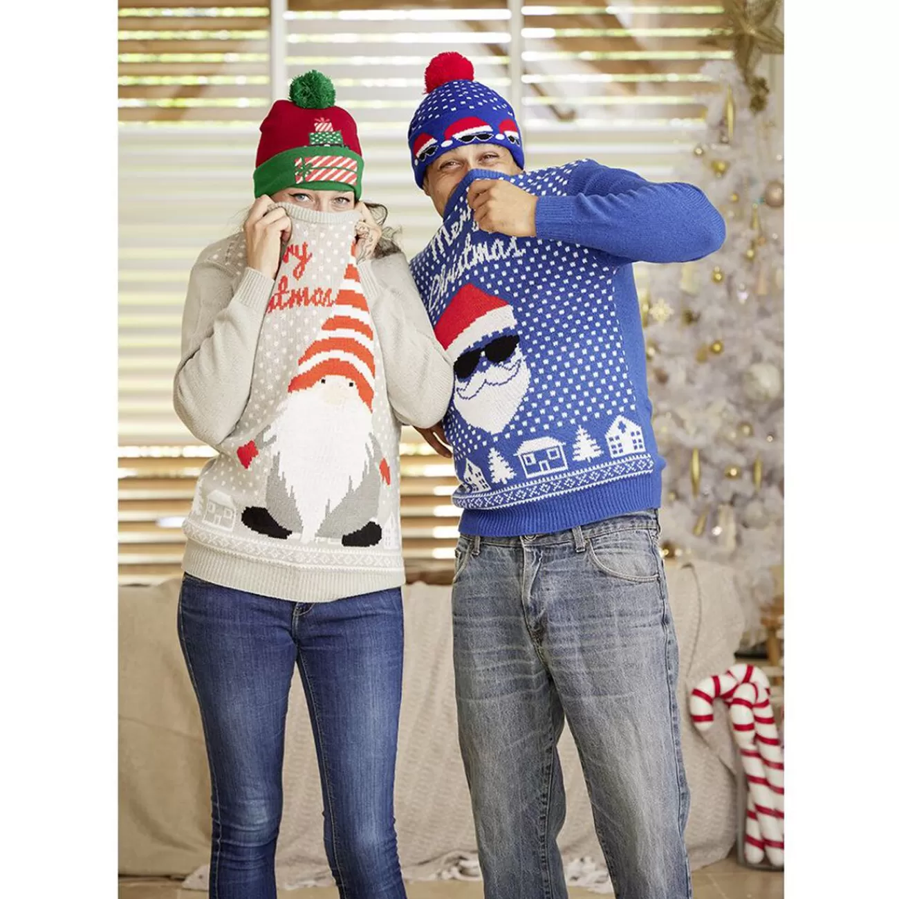 Gifi Bonnet de Noël Adulte en tricot lumineux< Déguisement Et Tenue De Noël