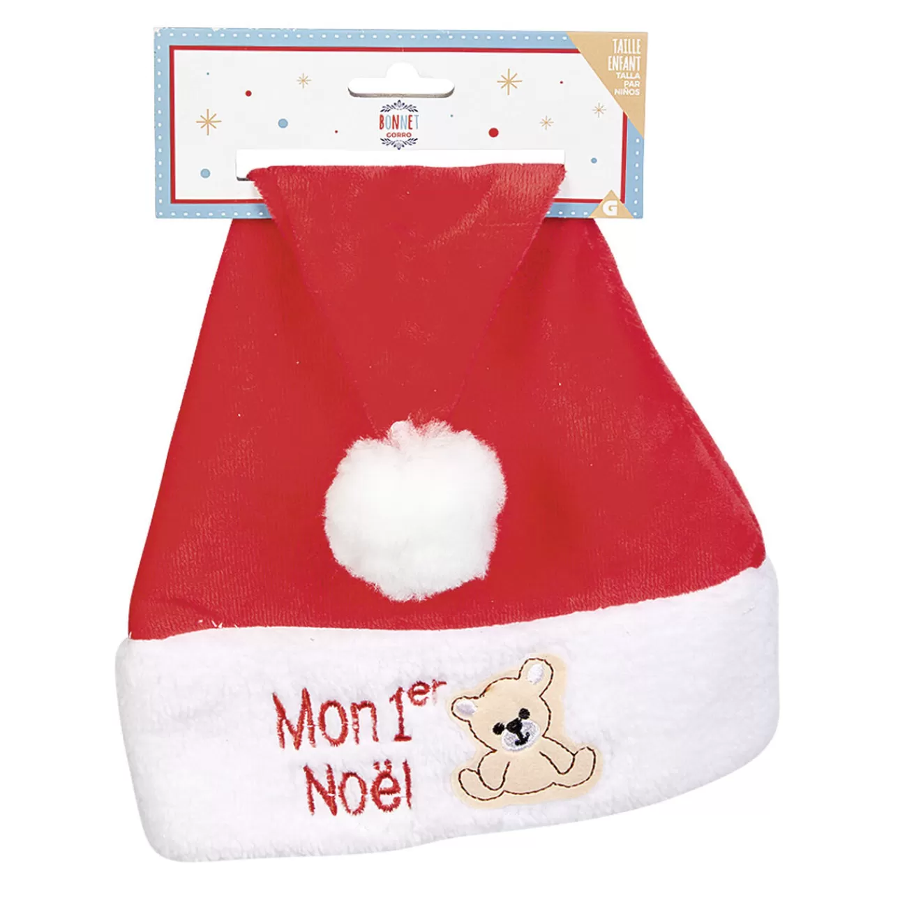 Gifi Bonnet de Noël enfant Mon premier Noël rouge blanc< Déguisement Et Tenue De Noël