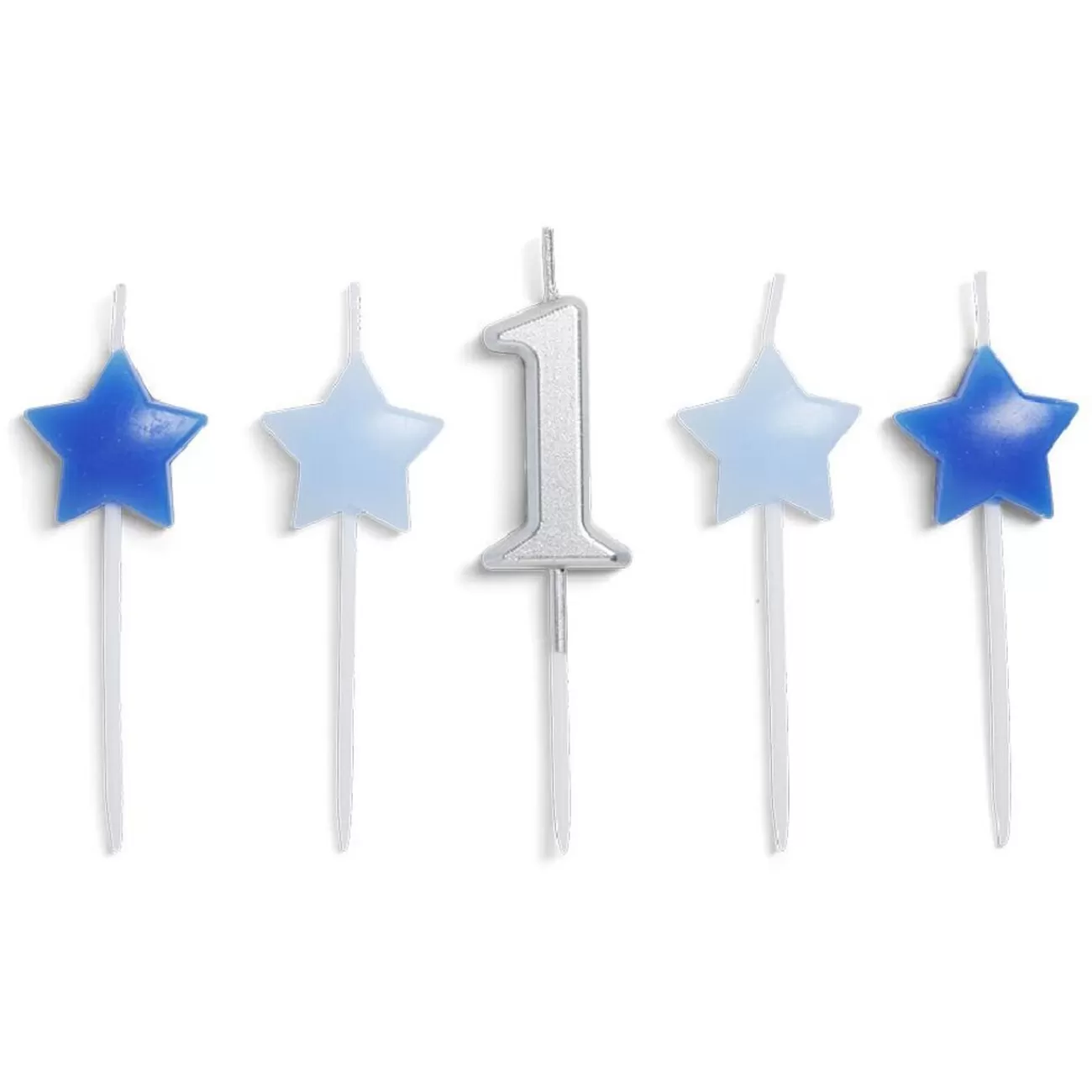 Gifi Bougie anniversaire chiffre 1 argenté avec bougies étoiles bleues Shop