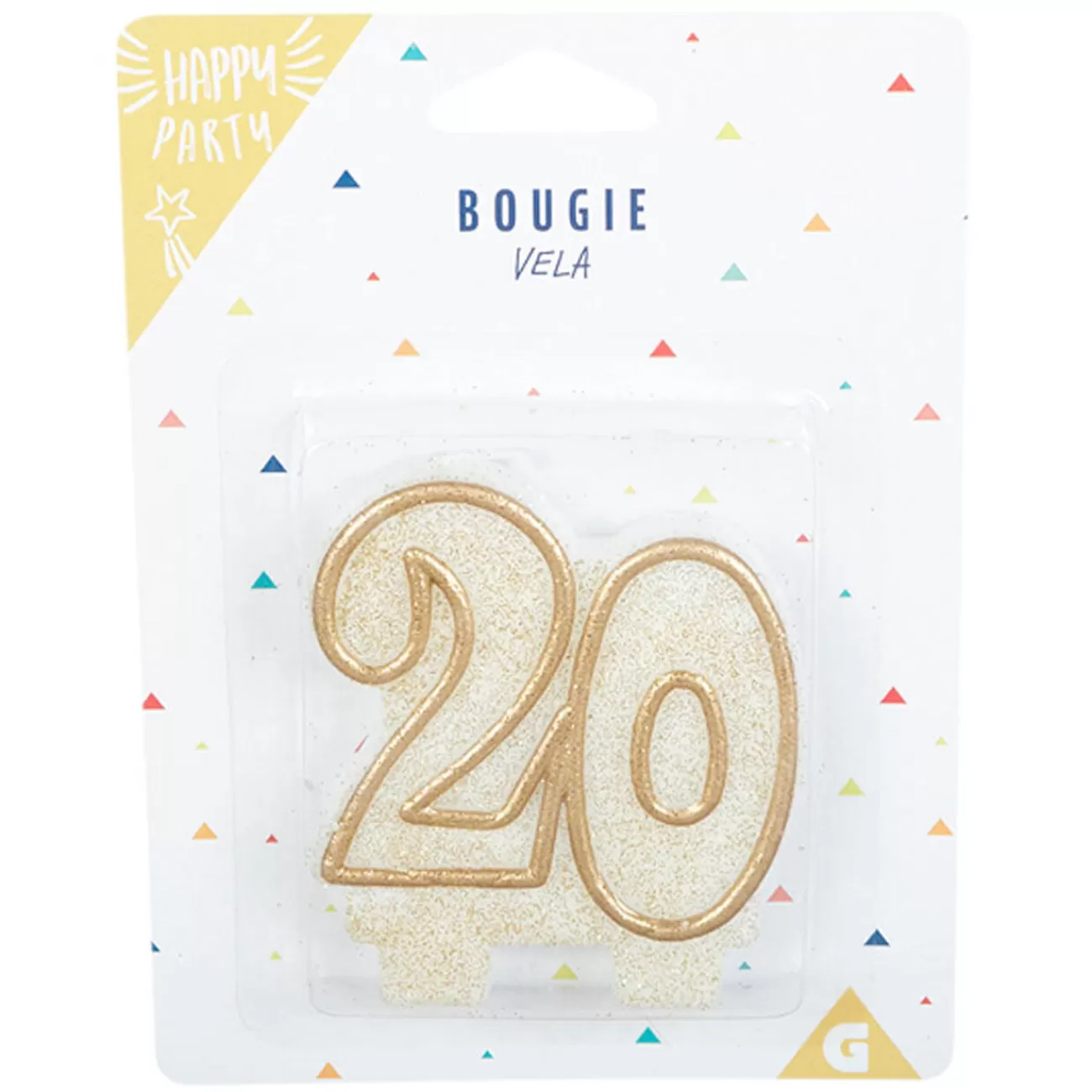 Gifi Bougie anniversaire chiffre 20 doré pailleté Best