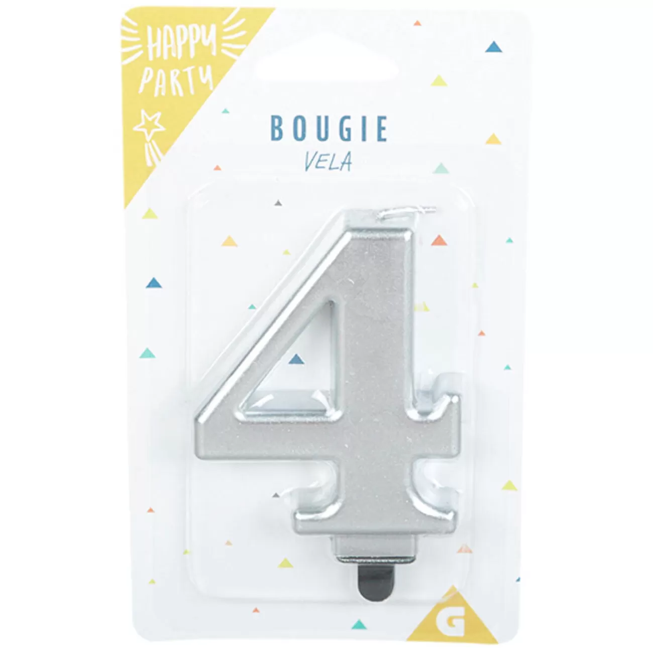 Gifi Bougie anniversaire chiffre 4 mat argenté New