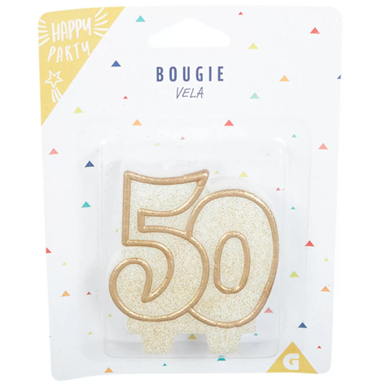 Gifi Bougie anniversaire chiffre 50 doré pailleté Best