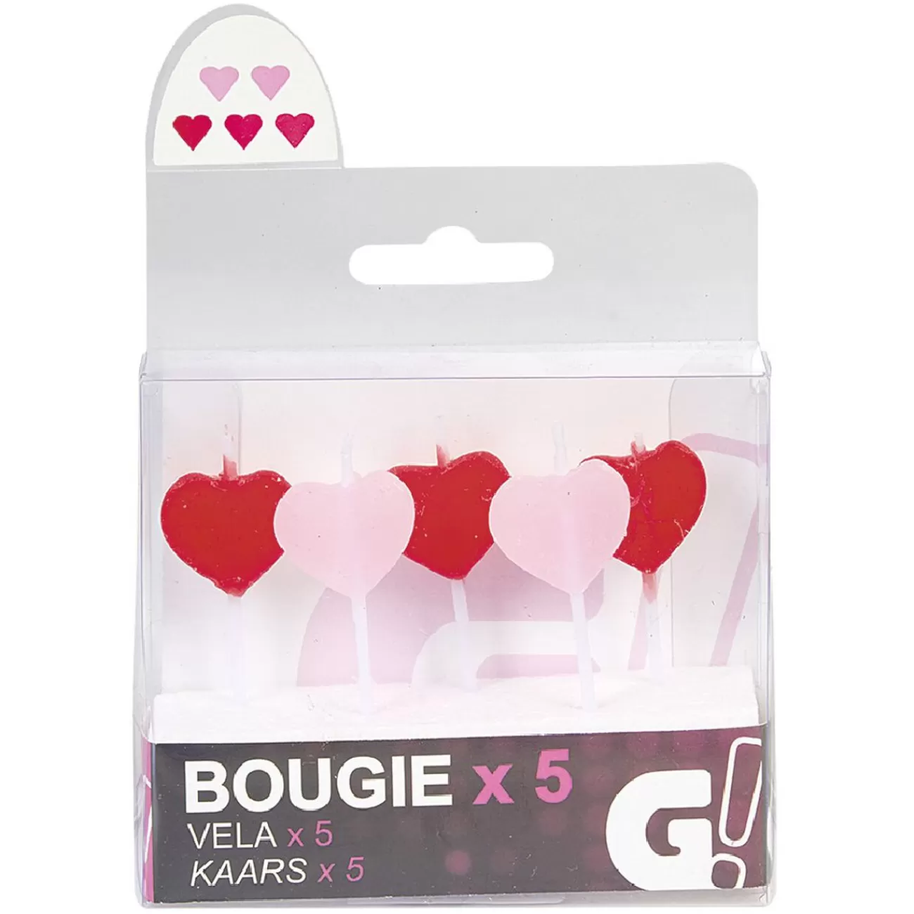 Gifi Bougie anniversaire coeur rose et rouge x5 Discount