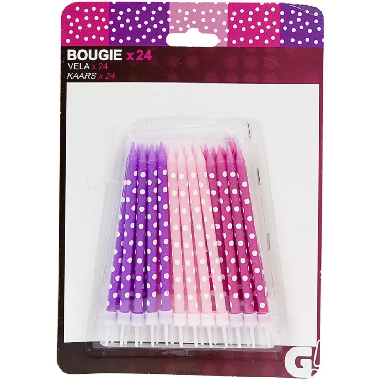 Gifi Bougies anniversaire à pois blanc rose et violet XXL x24 Store