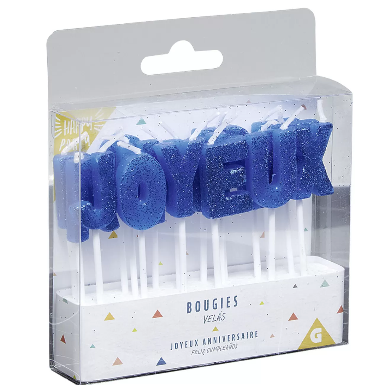 Gifi Bougies Joyeux anniversaire bleu à paillettes Best