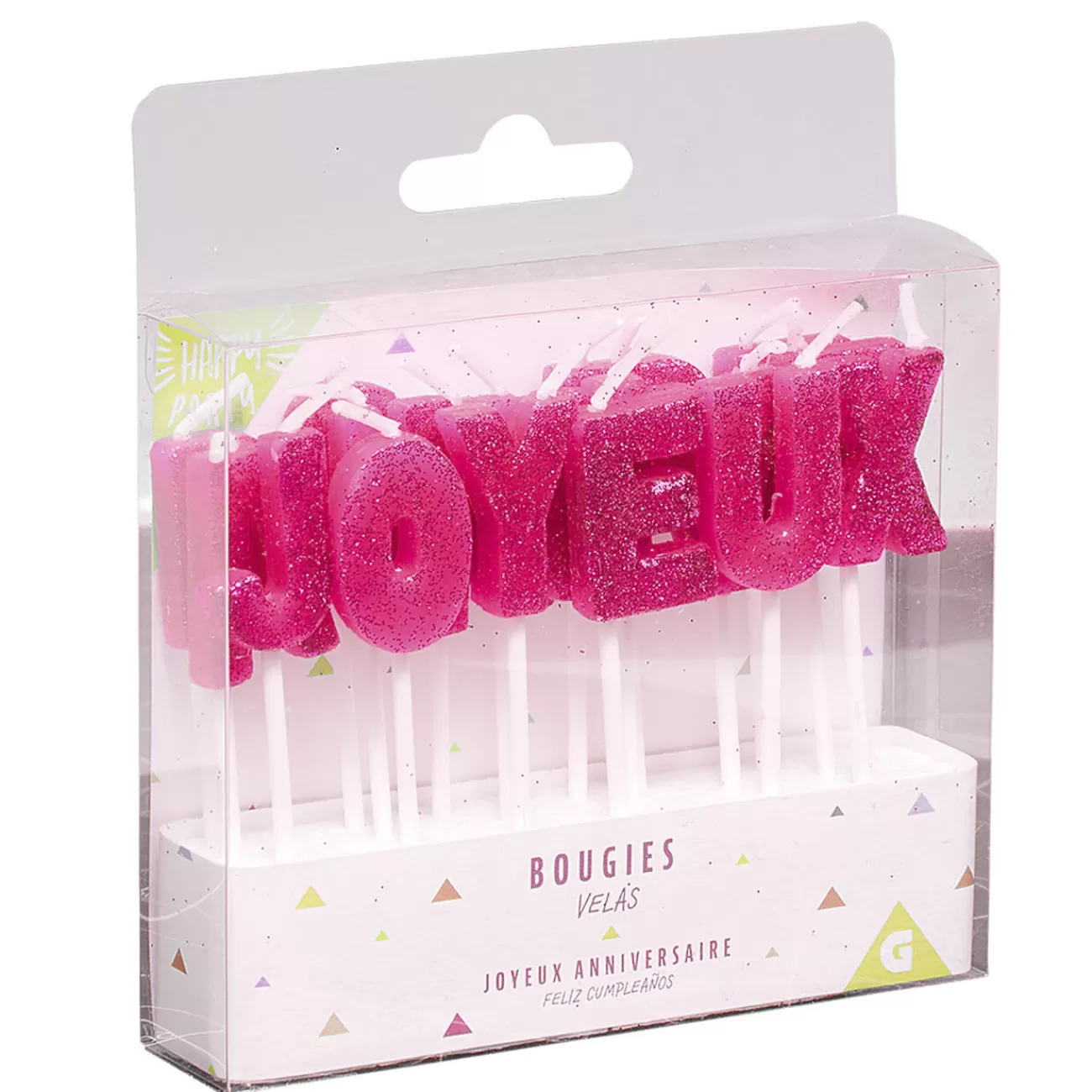 Gifi Bougies Joyeux anniversaire rose à paillettes Sale