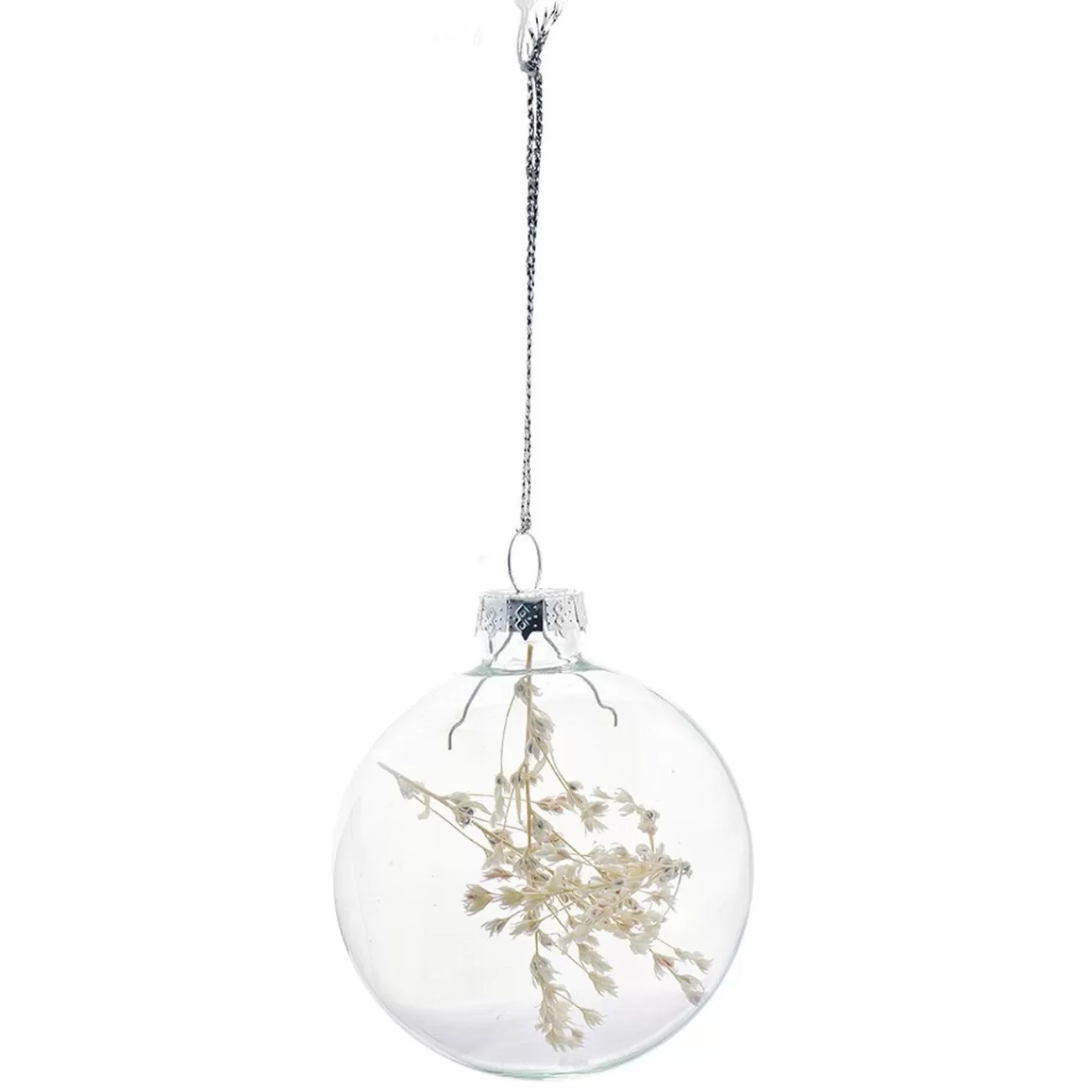 Gifi Boule de Noël en verre avec feuille séchée< Décoration Sapin