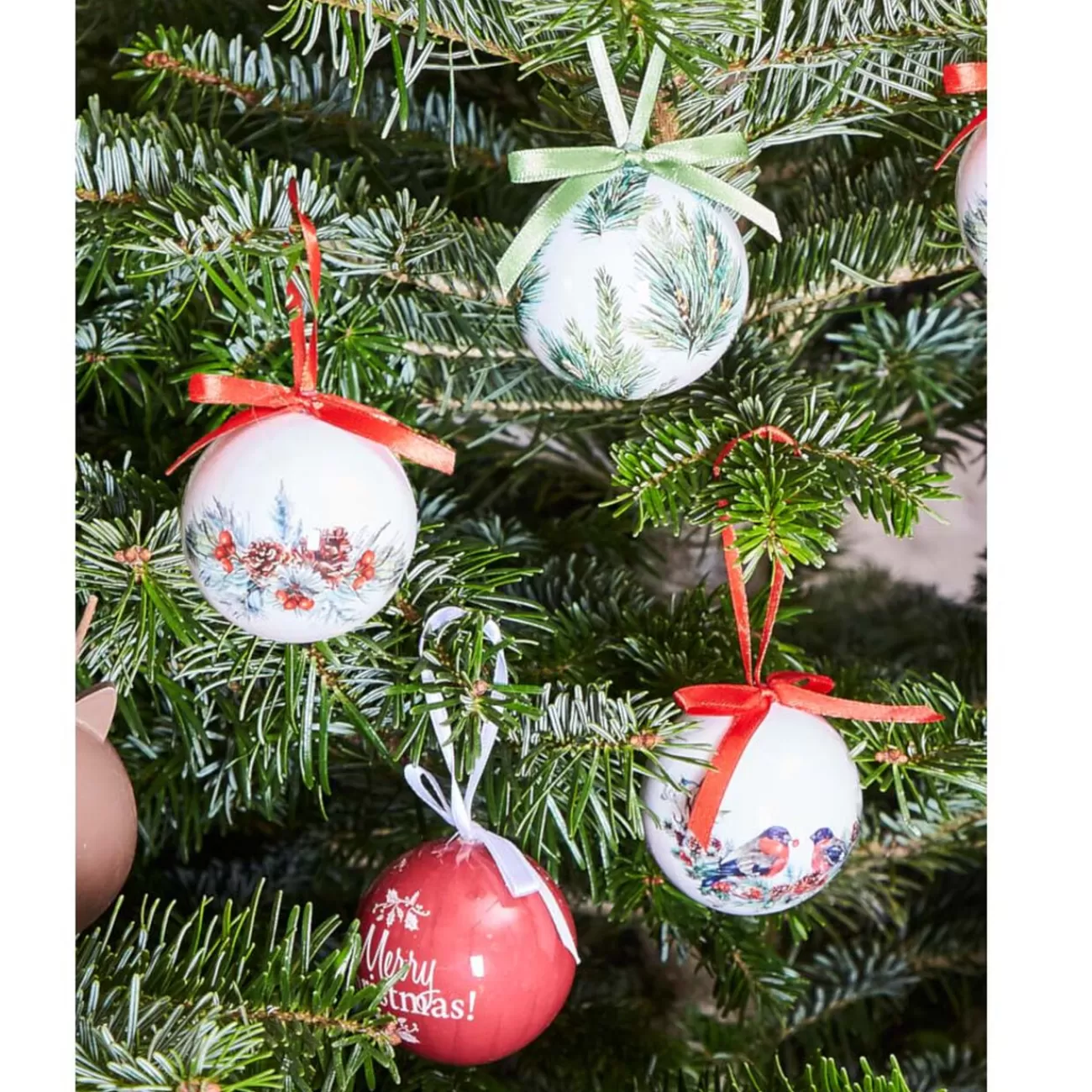 Gifi Boule de Noël rouge et blanche x 4< Décoration Sapin