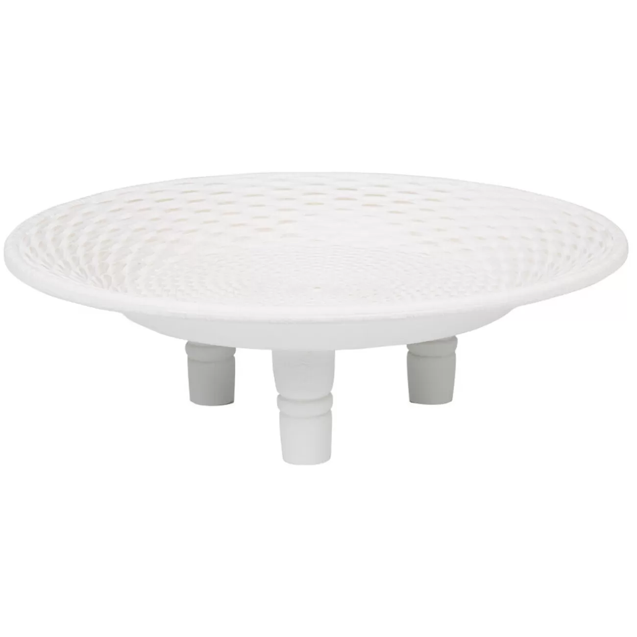 Gifi Centre de table rond surélevé à pieds mdf sculpté blanc Best