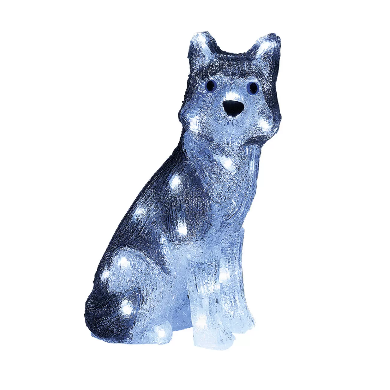 Gifi Chien Husky de Noël 30 LED blanc froid H30cm< Décoration Extérieure De Noël