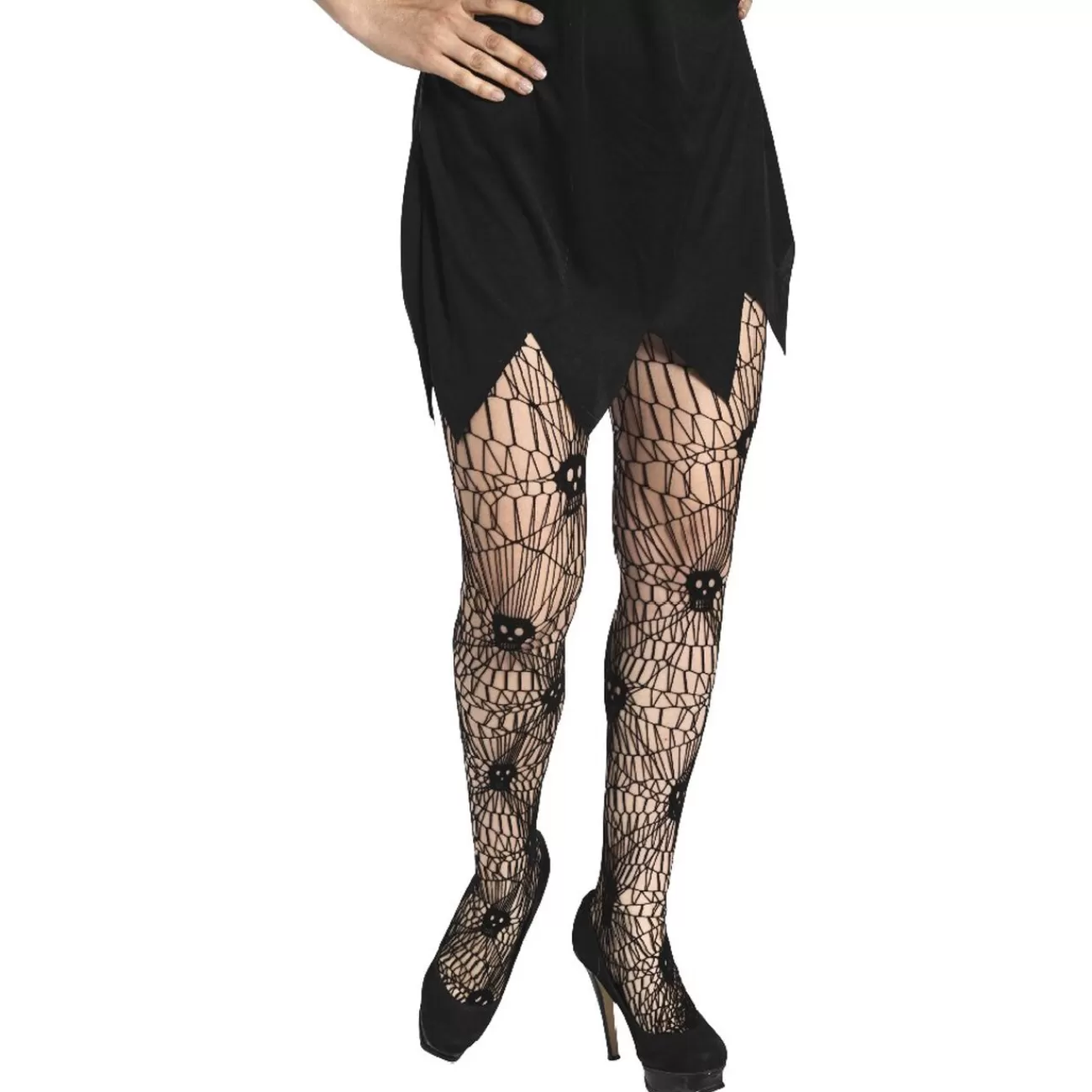 Gifi Collant adulte Halloween résille araignée tête de mort Shop