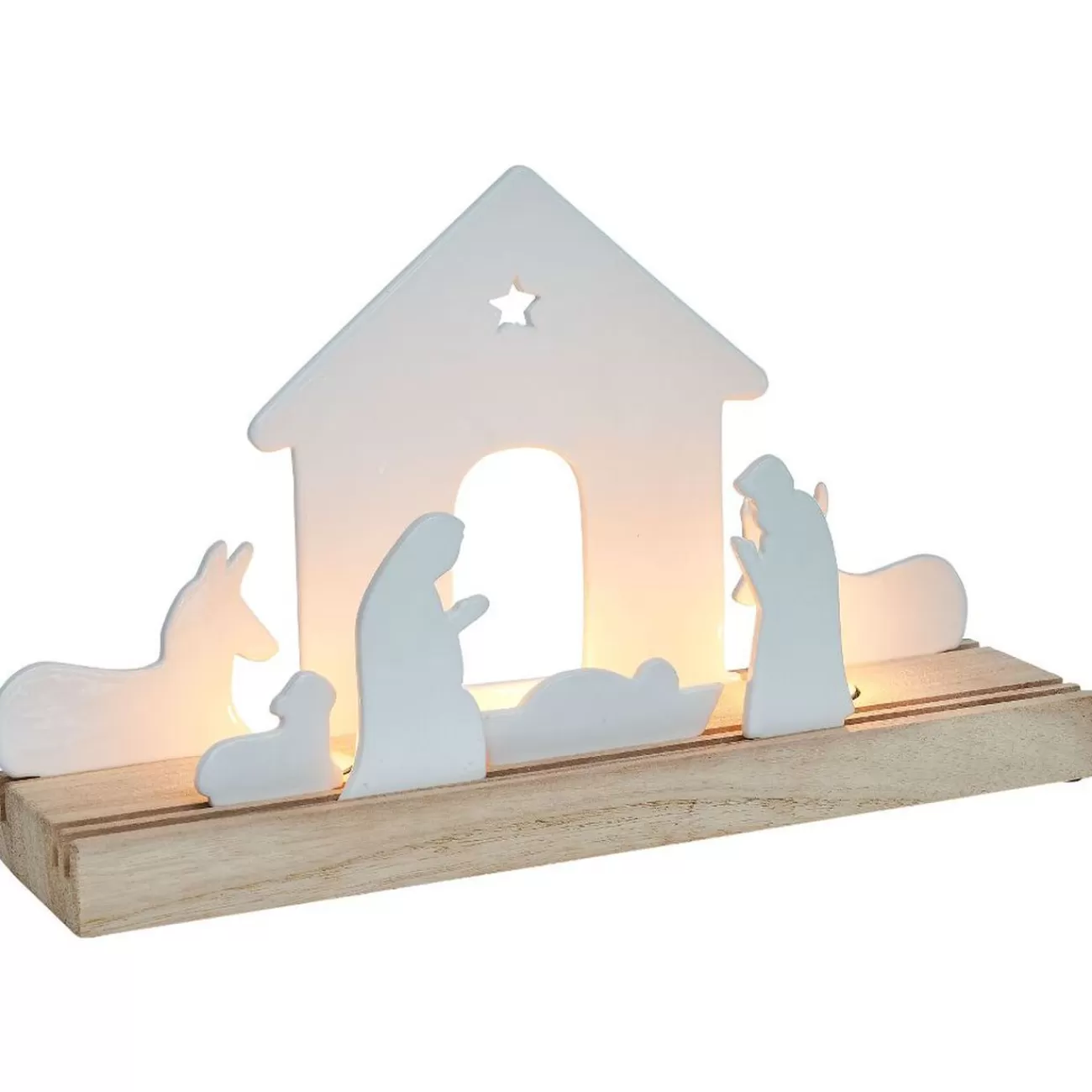 Gifi Crèche céramique et bois H22,5cm< Décoration Intérieure De Noël