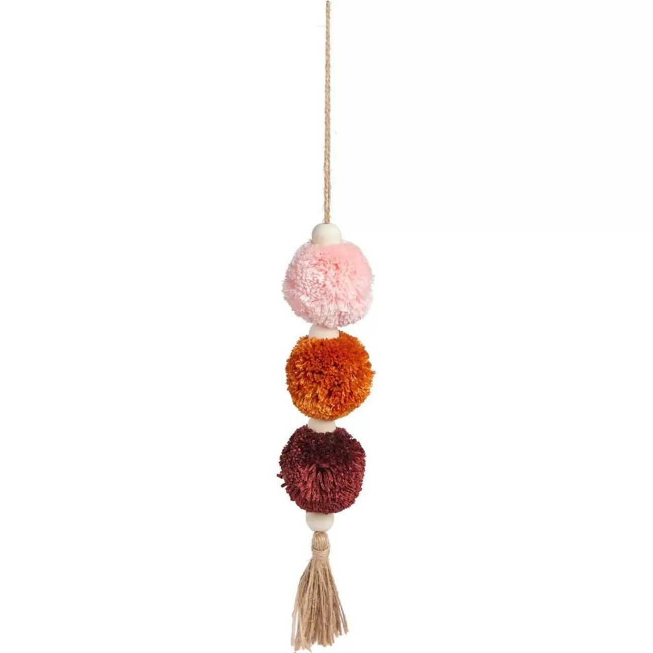 Gifi Déco à suspendre 3 pompons sur fil de jute Ø4,5xH23cm< Décoration Sapin