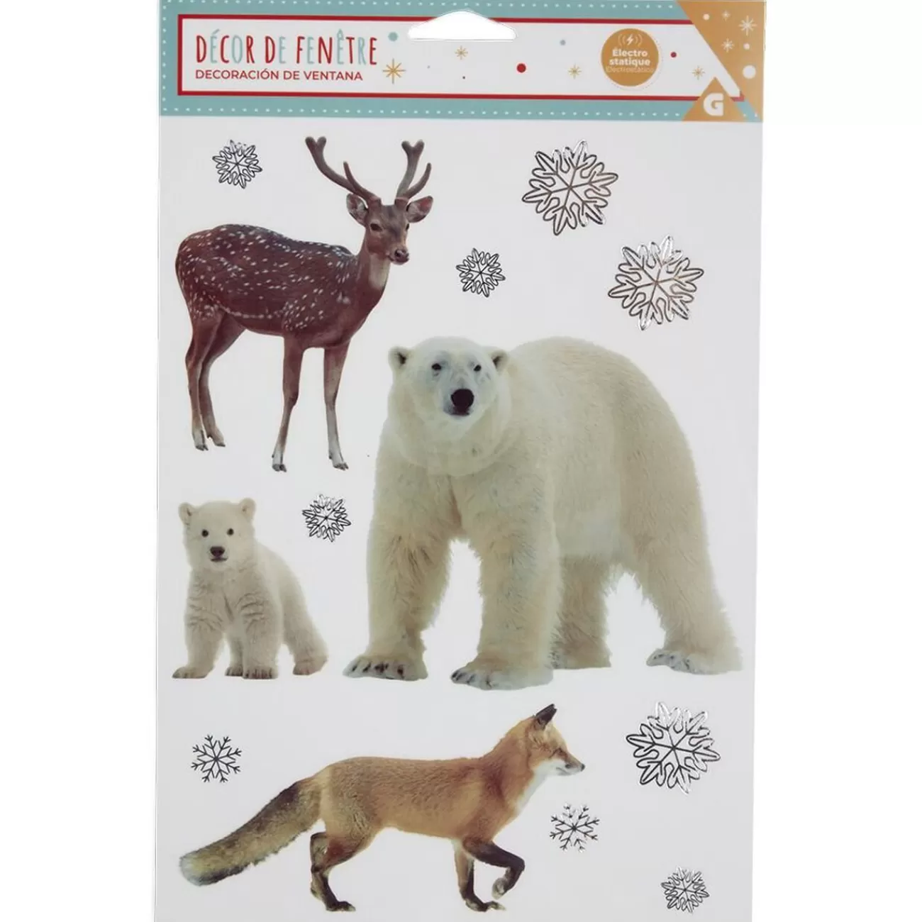 Gifi Décoration fenêtre Noël électrostatique animaux d'hiver< Décoration De Fenêtre