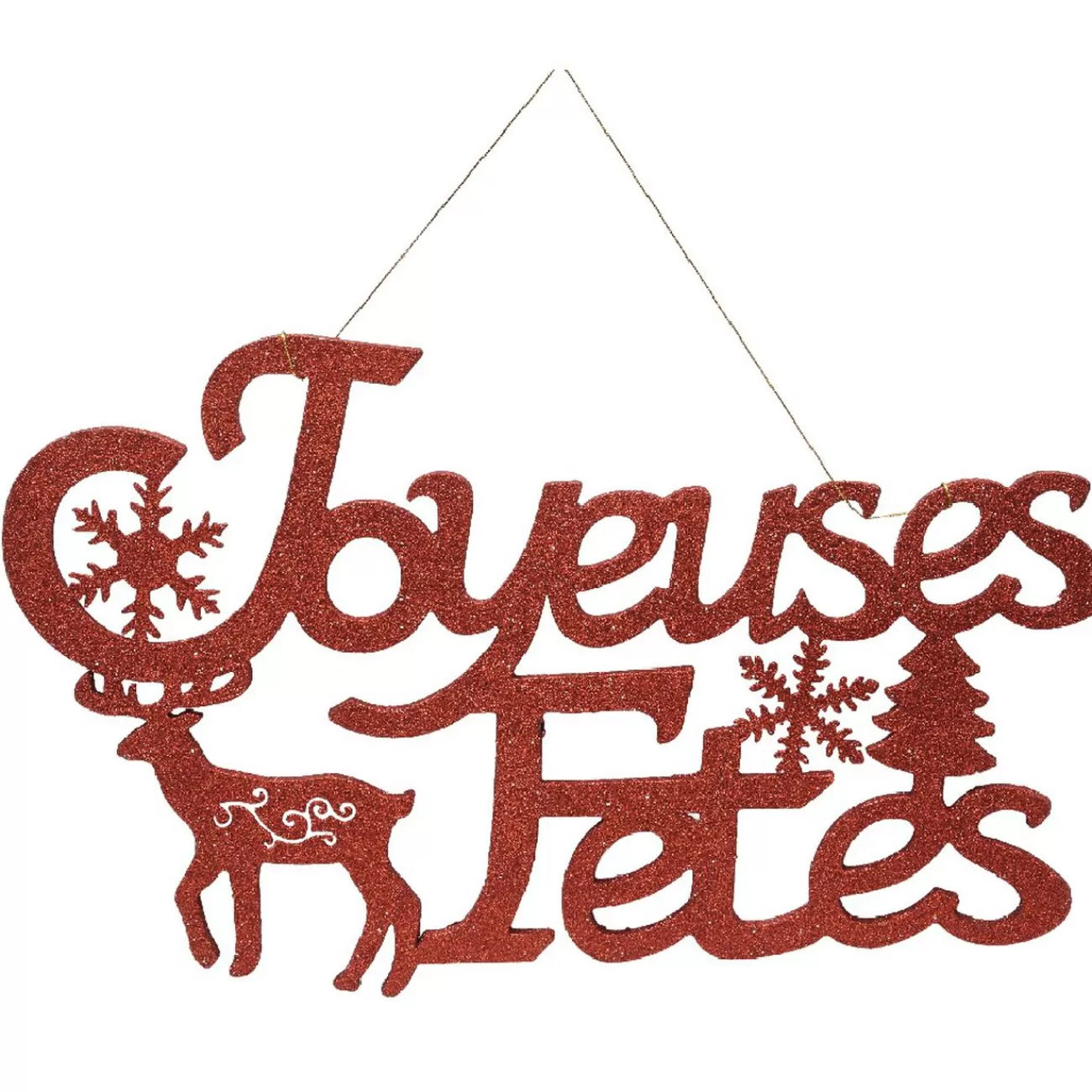 Gifi Décoration murale Joyeuses Fêtes pailleté rouge< Décoration Intérieure De Noël