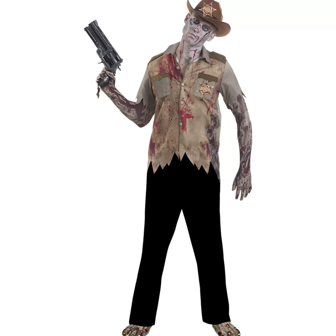 Gifi Déguisement adulte Halloween sheriff zombie tshirt et chapeau Taille S Store