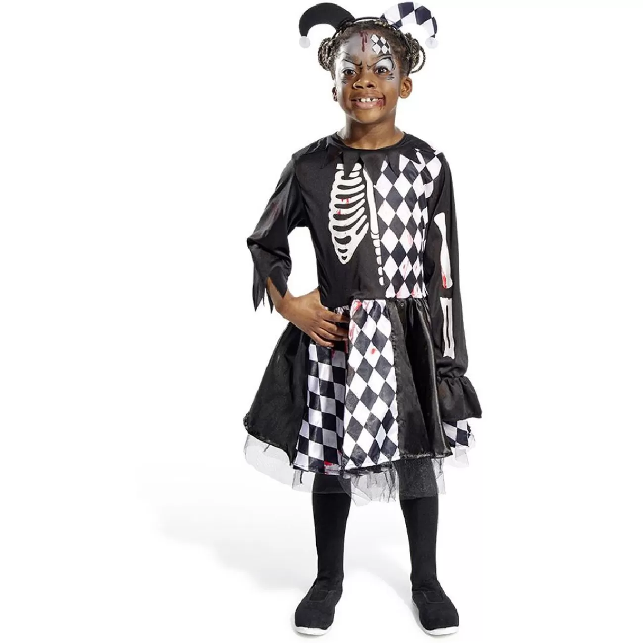 Gifi Déguisement enfant Halloween arlequin noir et blanc robe 4/6ans New