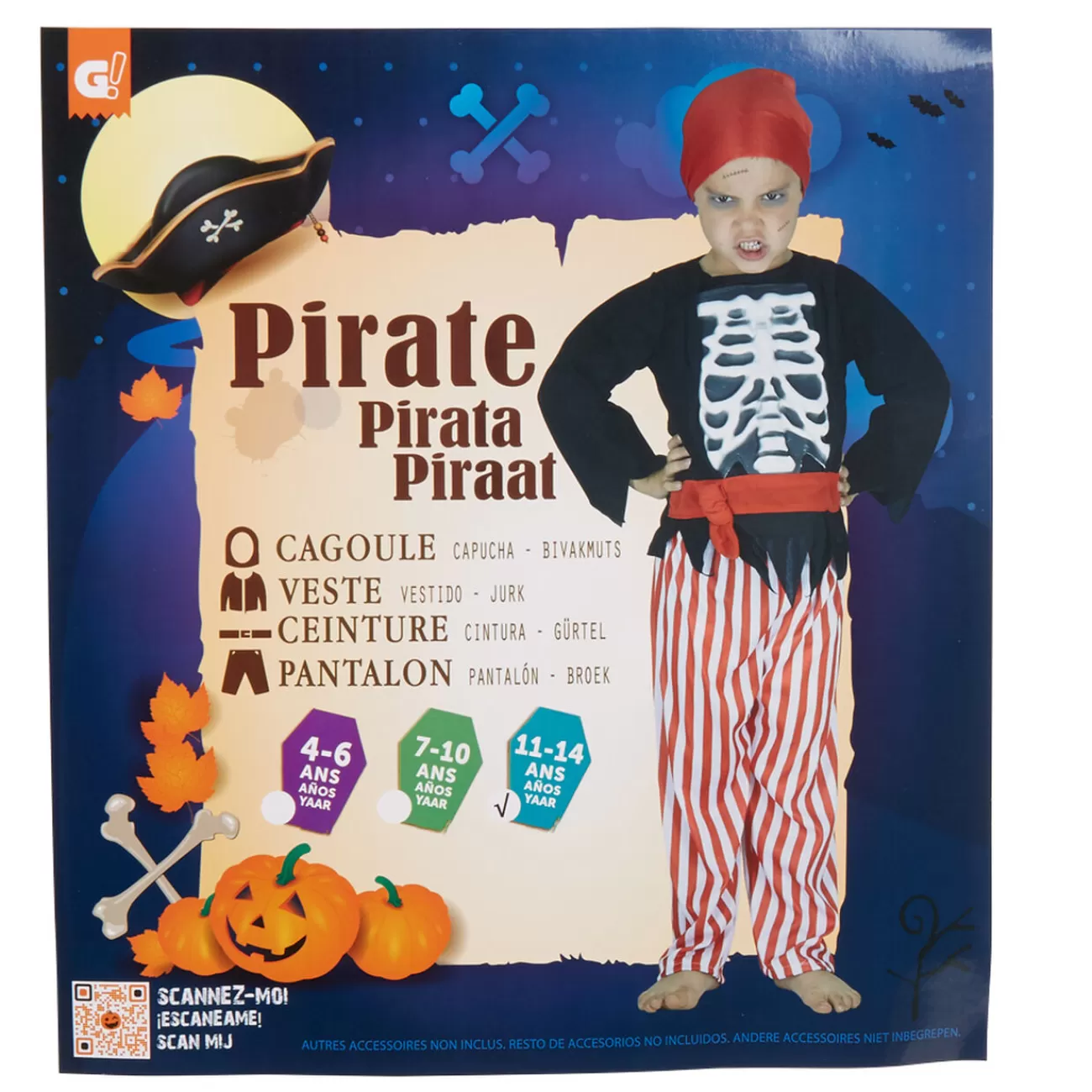 Gifi Déguisement enfant Pirate squelette 11/14 ans Cheap