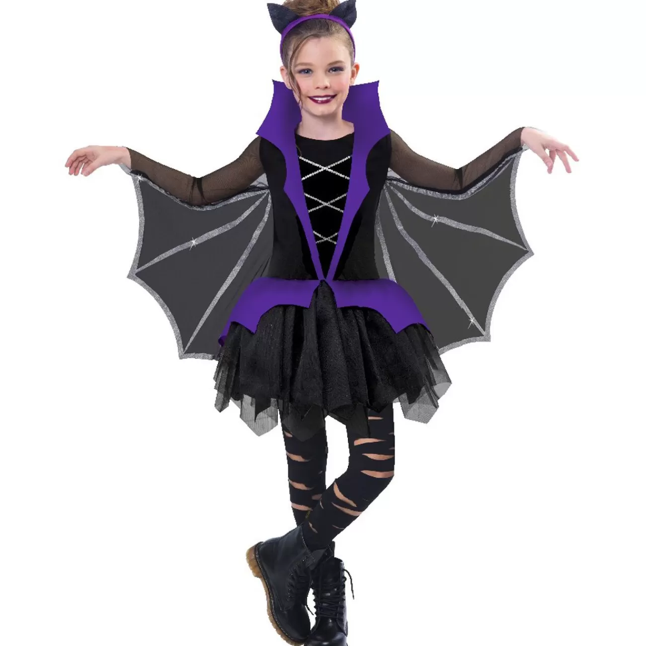 Gifi Déguisement enfant robe chauve-souris noir violet 7/10 ans Outlet