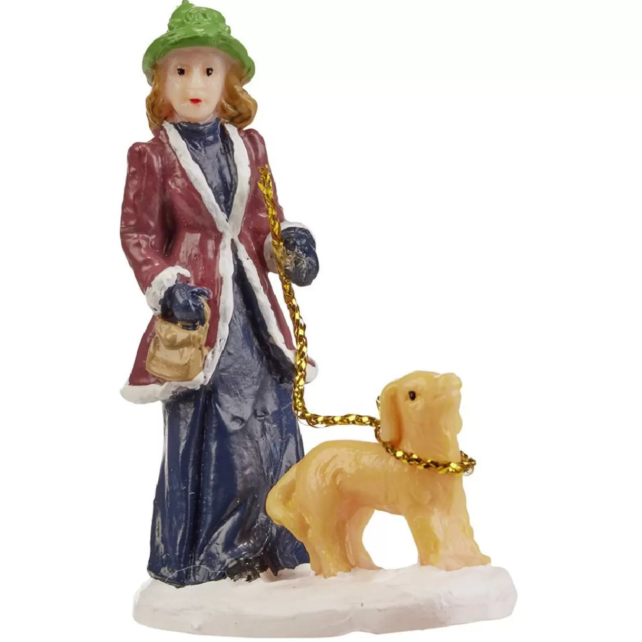 Gifi Figurine de Noël Personnage avec chien pour village miniature< Décoration Intérieure De Noël