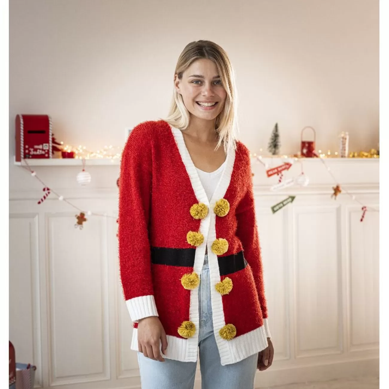 Gifi Gilet de Noël rouge adulte - Taille unique< Déguisement Et Tenue De Noël