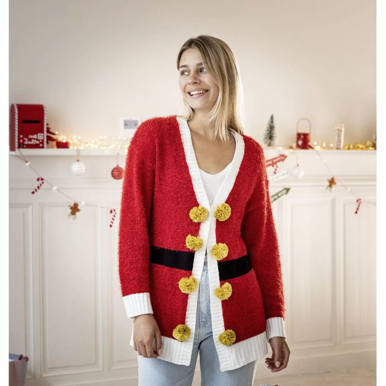 Gifi Gilet de Noël rouge adulte - Taille unique< Déguisement Et Tenue De Noël