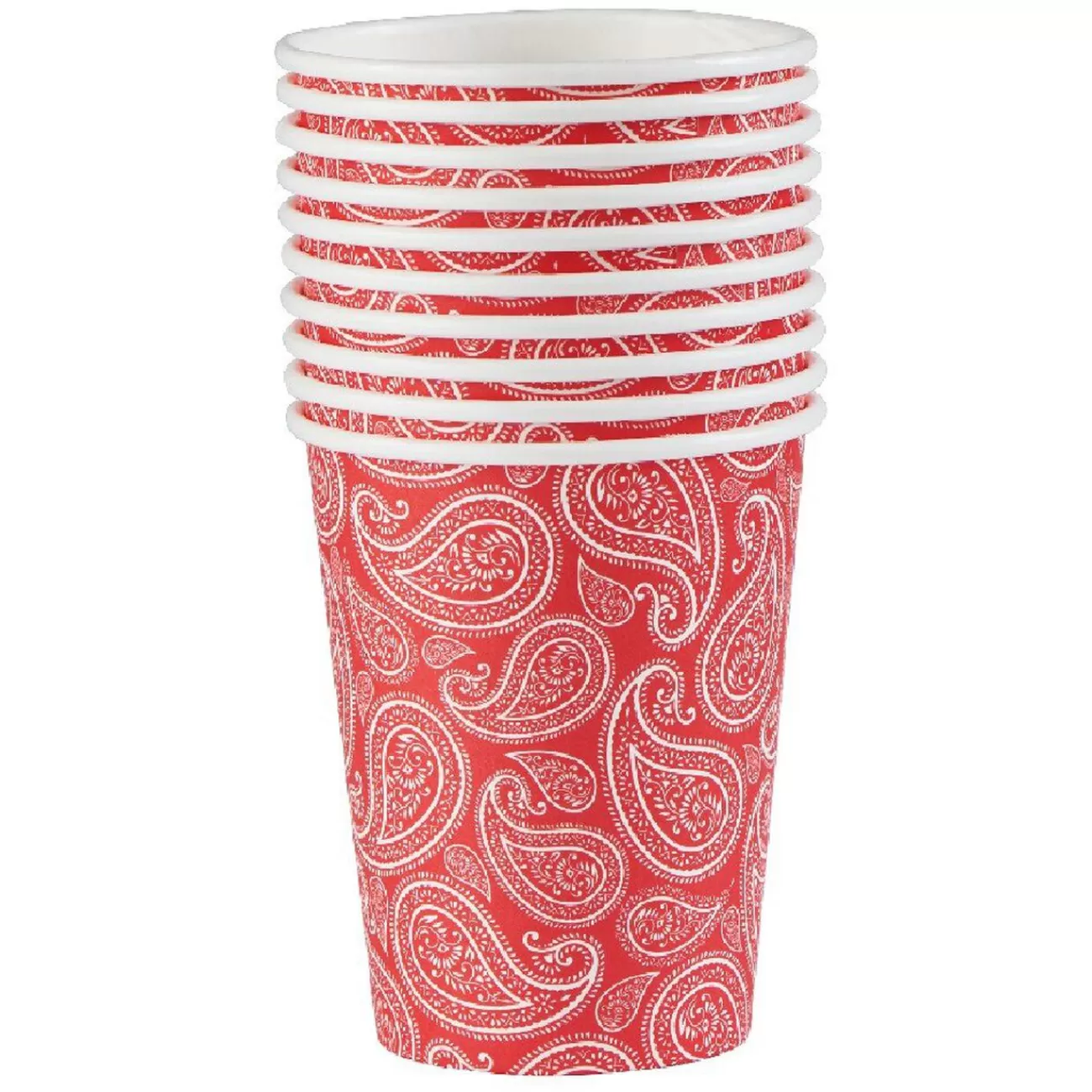 Gifi Gobelet jetable motif cachemire paisley rouge blanc 25cl x10 Cheap