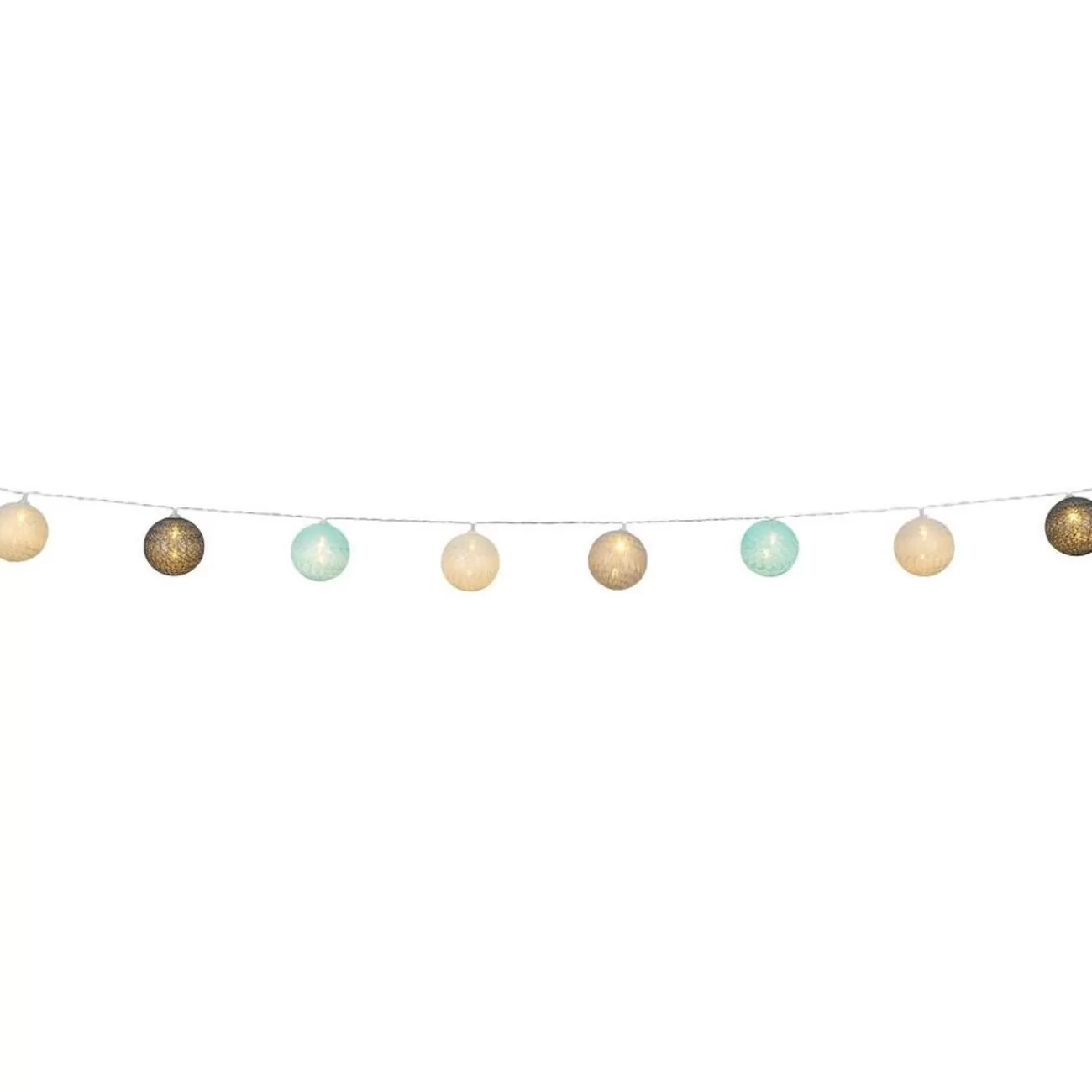 Gifi Guirlande lumineuse 10 boules beige noir bleu L165cm Discount