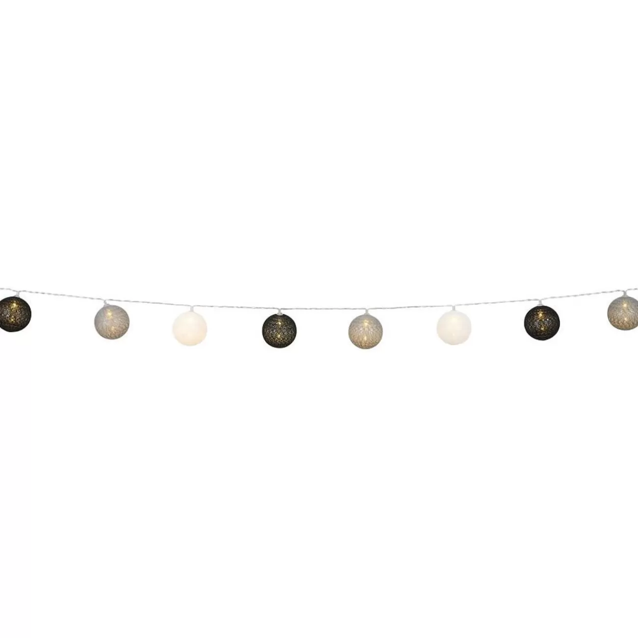 Gifi Guirlande lumineuse 10 boules beige noir marron L165cm Discount