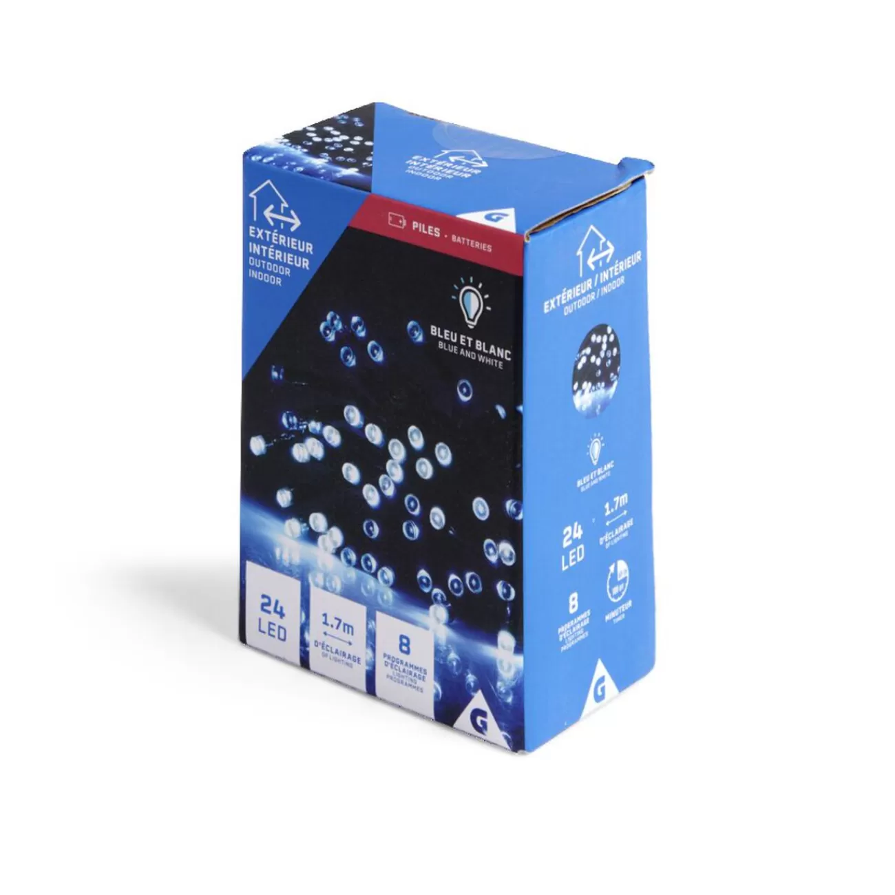 Gifi Guirlande lumineuse extérieure 24LED bleu et blanc 1,7m< Décoration Extérieure De Noël