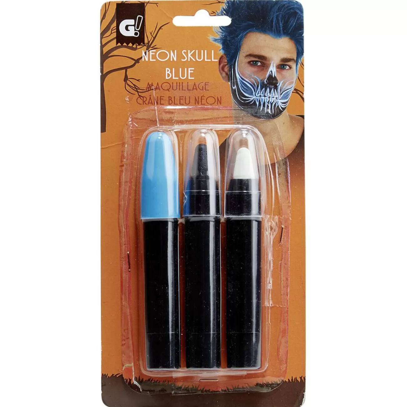 Gifi Kit de maquillage crayon Halloween crâne squelette bleu néon Clearance