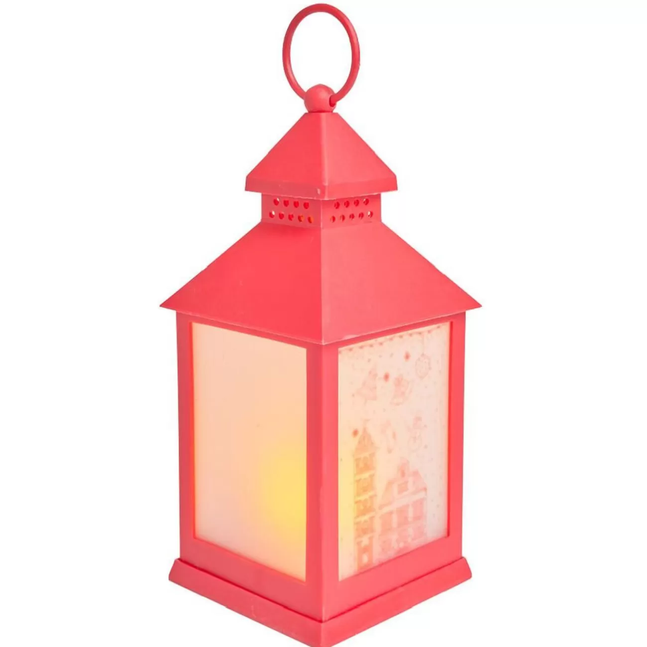 Gifi Lanterne rouge lumineuse 1LED blanc chaud H23cm< Décoration Intérieure De Noël