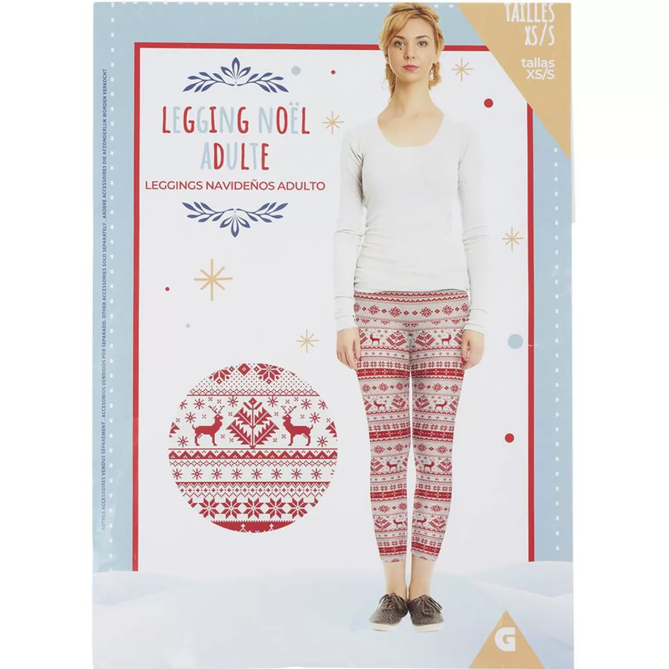 Gifi Legging de Noël adulte Taille XS/S< Déguisement Et Tenue De Noël