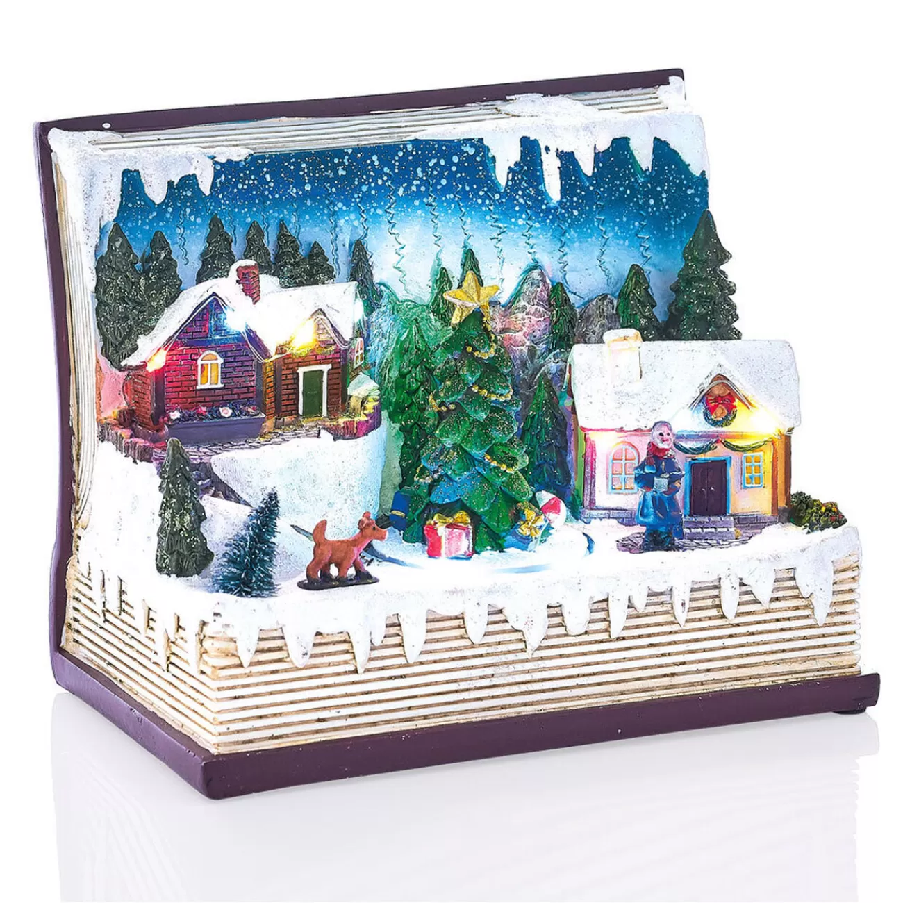 Gifi Livre ouvert lumineux village animé 10 LED< Décoration Intérieure De Noël