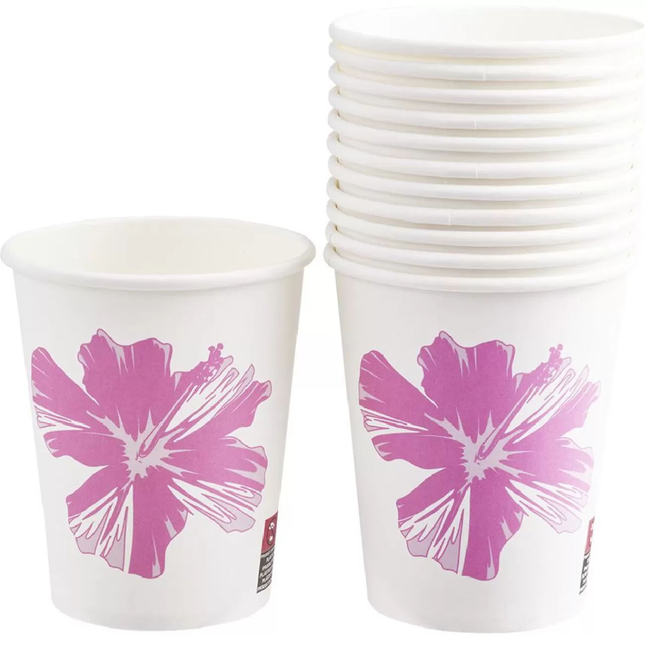 Gifi Lot de 10 gobelets en carton design fleur d'hibiscus New