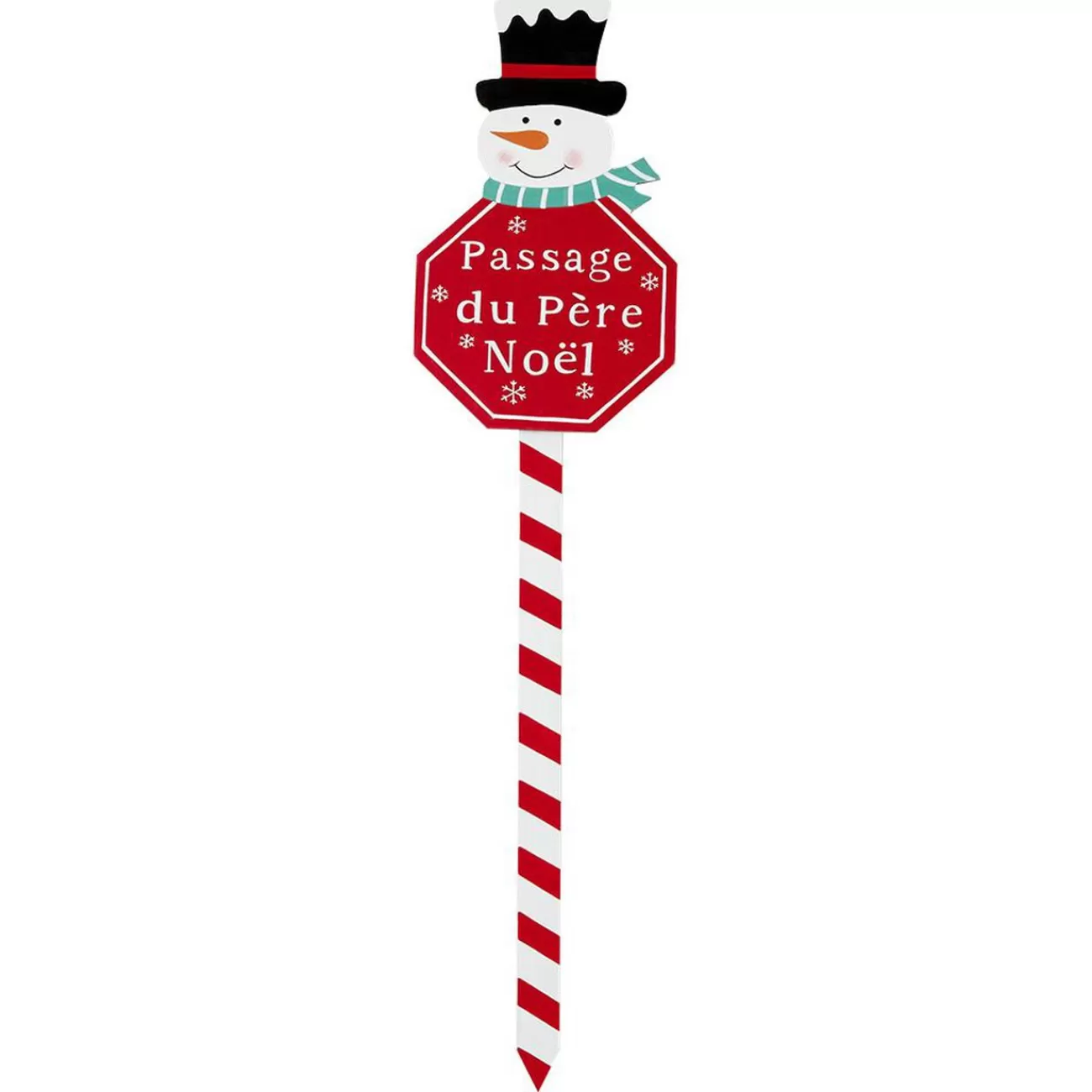 Gifi Pancarte de Noël en bois rouge et blanc H50cm< Décoration Extérieure De Noël