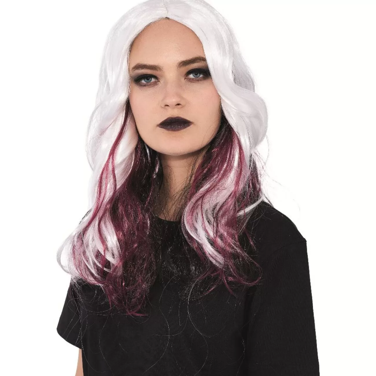 Gifi Perruque adulte Halloween vampire blanche et rouge L50cm Clearance