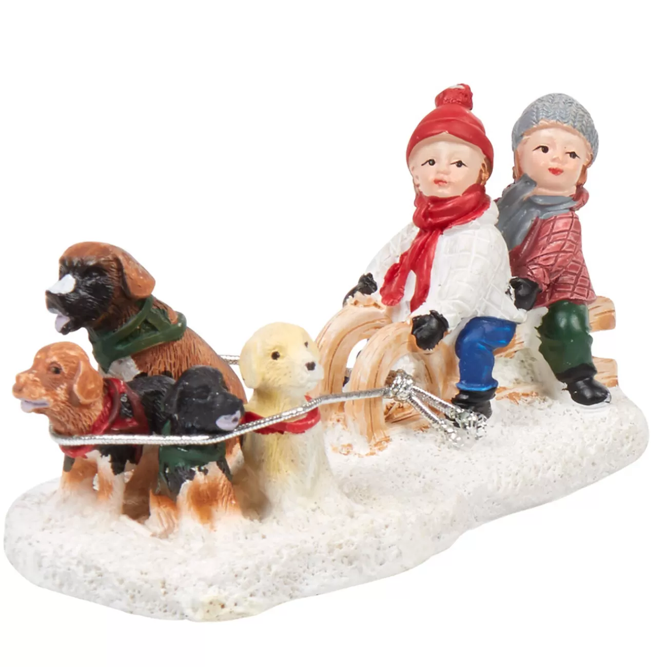 Gifi Personnage village de Noël enfants avec traineau et chiens< Décoration Intérieure De Noël