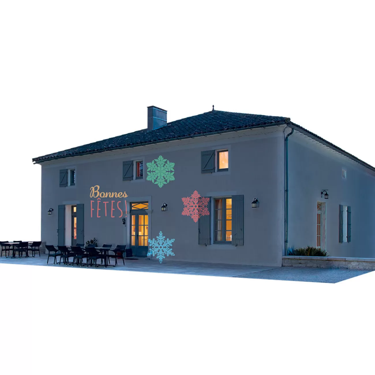 Gifi Projecteur de Noël LED animé flocon Bonnes Fêtes< Décoration Extérieure De Noël