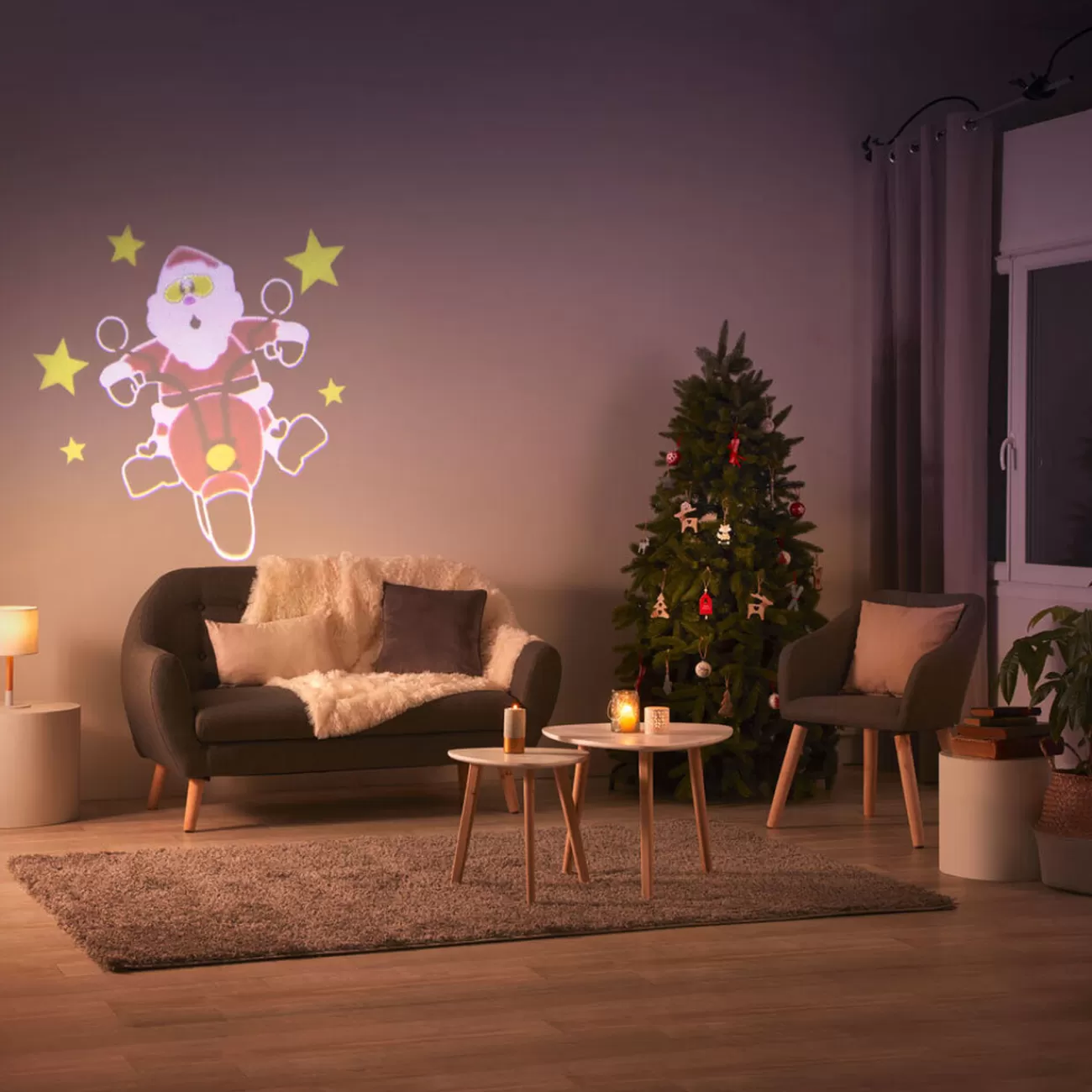 Gifi Projecteur musical père Noël animé intérieur 3 LED< Décoration Extérieure De Noël